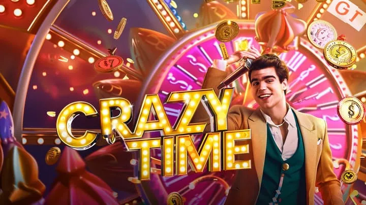 BGD55 Crazy Time studio live action moment with Pachinko, Cash Hunt and Coin Flip modes BGD55 Crazy Time studio live action moment